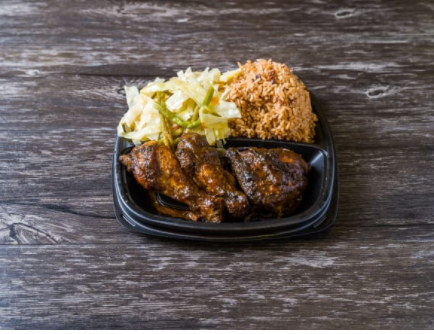 Order Large Jerk Chicken Dinner Combo Plate food online from Flava Kitchen And Catering store, Mt Vernon on bringmethat.com