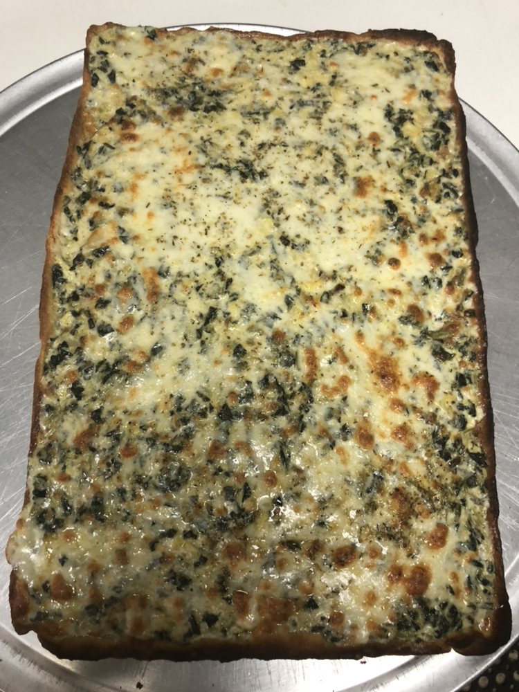 Order Regular Grandma Style Spinach and Artichoke Pizza food online from Toskana Pizzeria Restaurant Cafe store, Little Neck on bringmethat.com