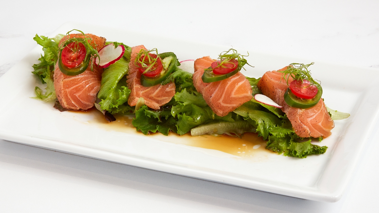 Order Salmon Carpaccio food online from Yoki Japanese Restaurant store, Medford on bringmethat.com
