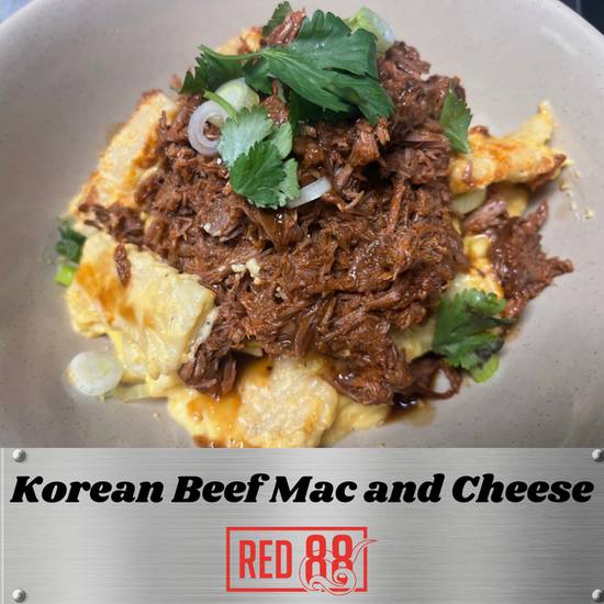 Order Korean Beef Mac and Cheese food online from Red 88 Packie store, Davis on bringmethat.com