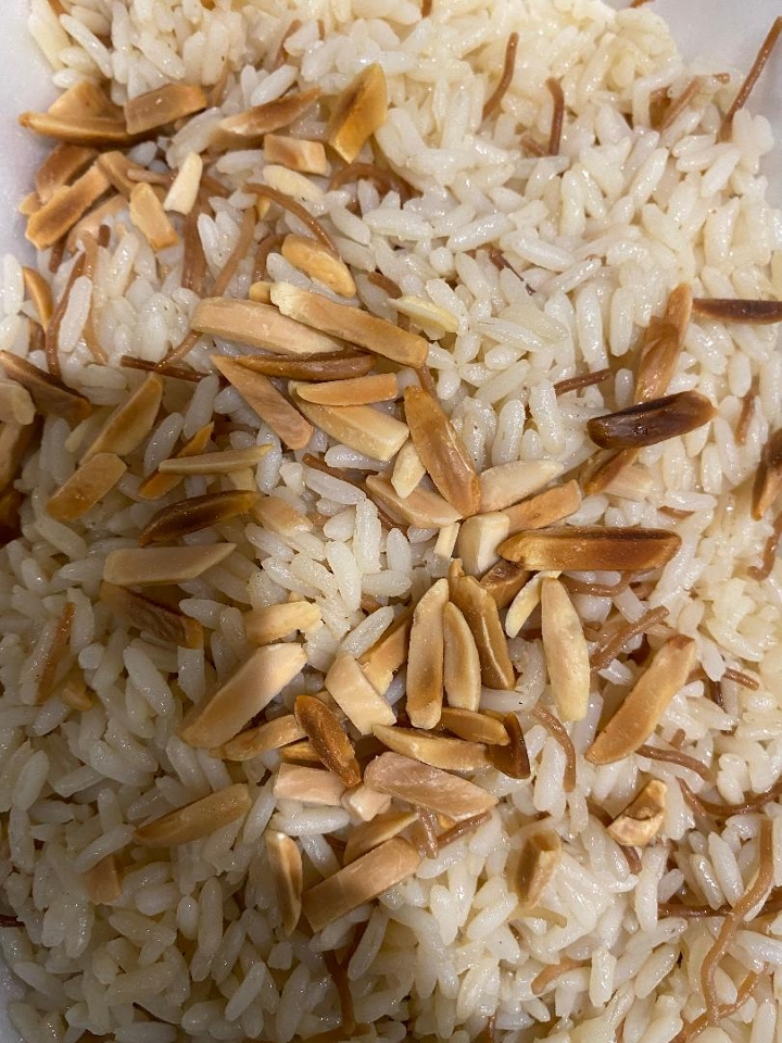 Order Side Rice with almonds food online from La Fresh Mediterranean Grill store, Plymouth on bringmethat.com