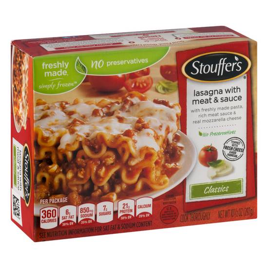 Order Stouffers Classics Lasagna With Meat & Sauce food online from Exxon Food Mart store, Port Huron on bringmethat.com