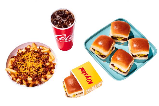 Order 5 CHEESE KRYSTALS WITH CHILI CHEESE FRIES COMBO food online from Krystal store, Rincon on bringmethat.com