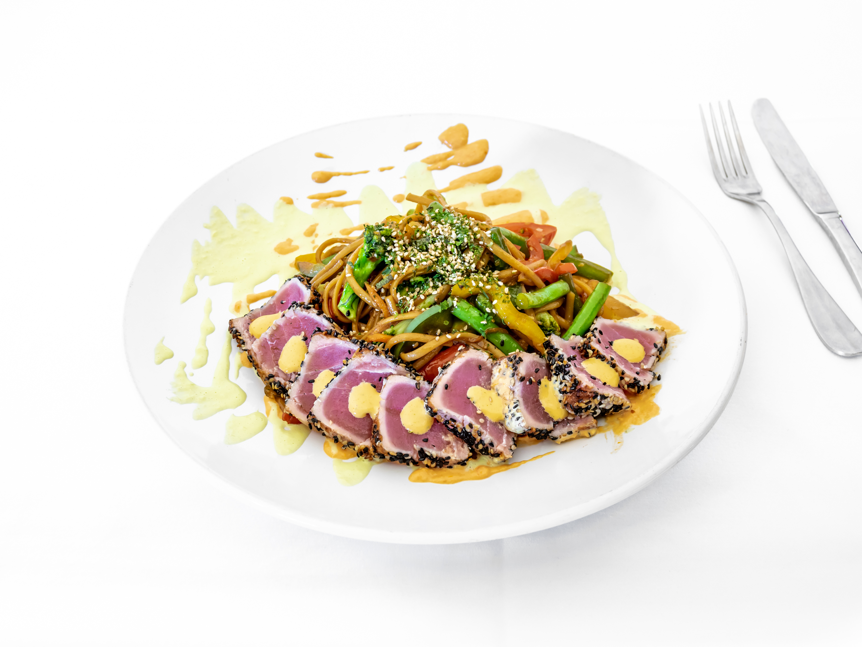 Order Sesame Seared 1 Yellowfin Ahi Tuna Dinner food online from Nero's Grille store, Livingston on bringmethat.com