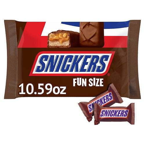 Order Snickers Halloween Chocolate Candy Bars Fun Size, Individually Wrapped, Small Bag - 10.59 oz food online from Walgreens store, Flatwoods on bringmethat.com