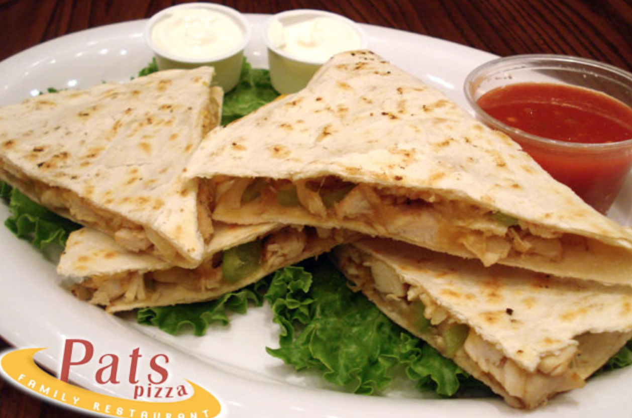 Order Chicken Quesadillas food online from Pat Pizza Family Restaurant store, Wilmington on bringmethat.com