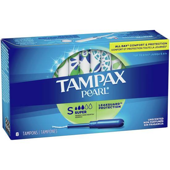 Order Tampax Pearl Plastic 8 count food online from Extra Mile 3062 store, Vallejo on bringmethat.com