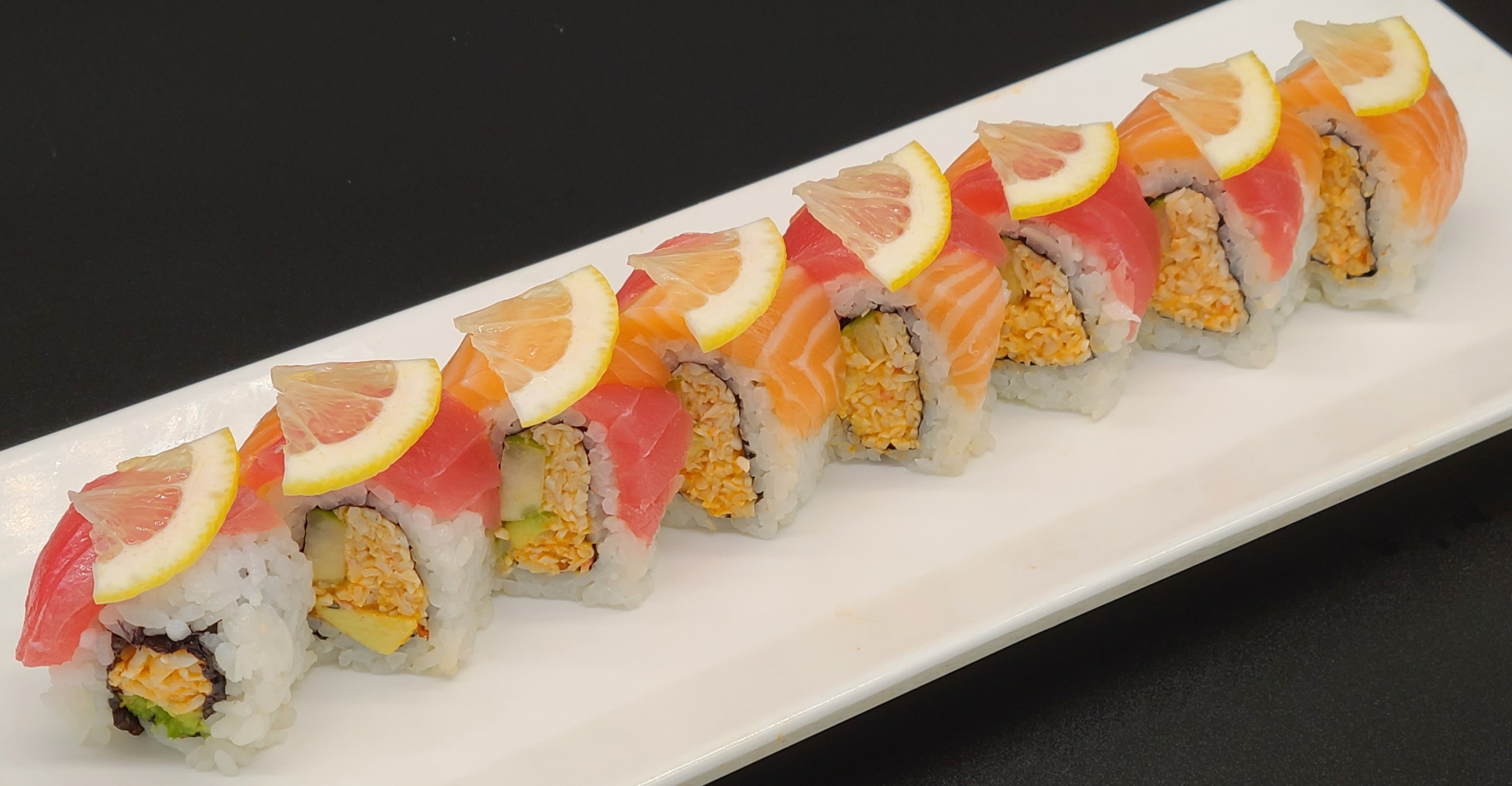 Order F26. Sunset Roll(8pcs) food online from Hello Sushi store, Fullerton on bringmethat.com