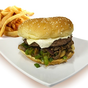 Order Philly Cheesesteak cheeseburger food online from Pizza Man store, Pasadena on bringmethat.com