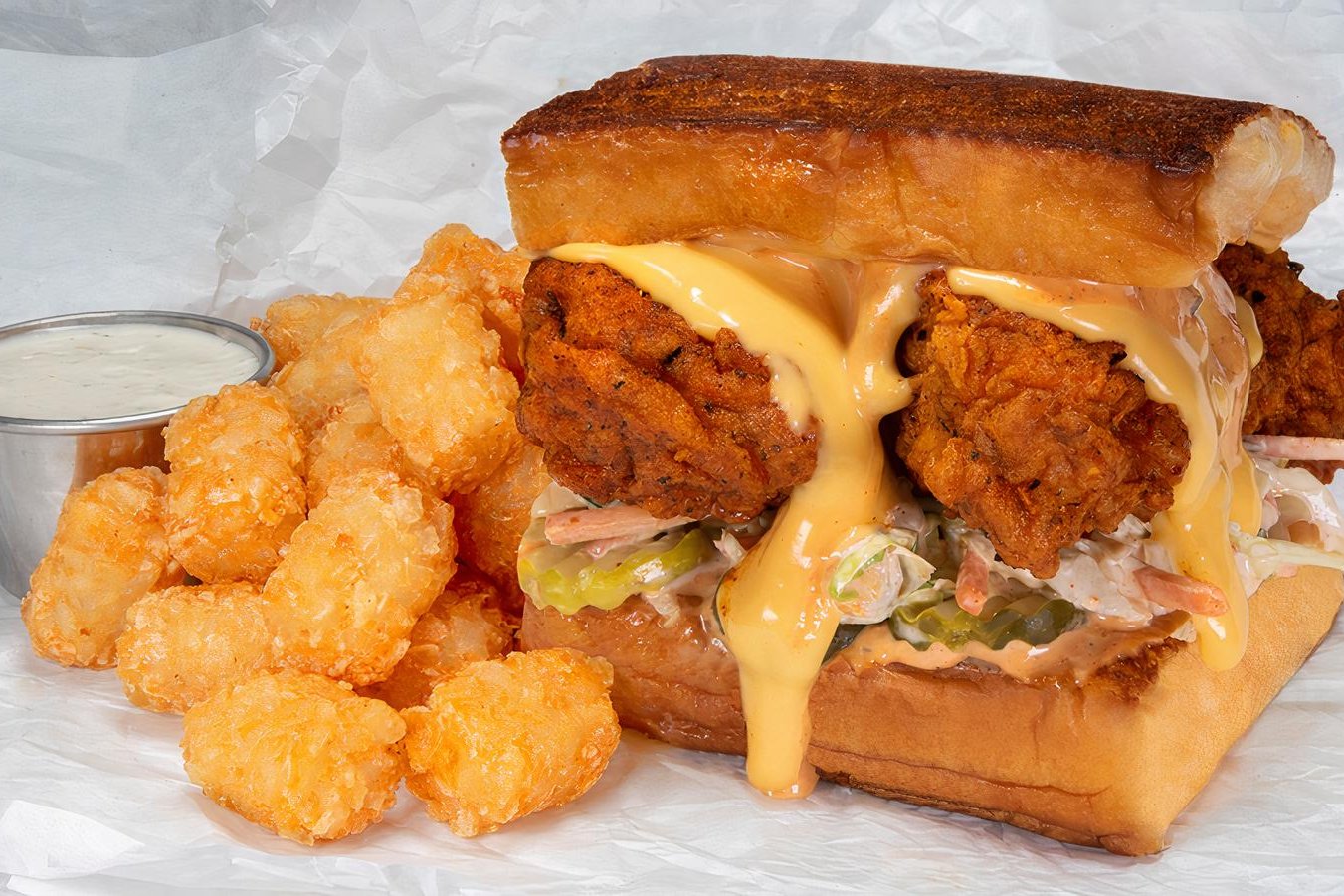 Order THE CHEESY CHICK COMBO food online from Bad Mutha Clucka store, Thousand Oaks on bringmethat.com