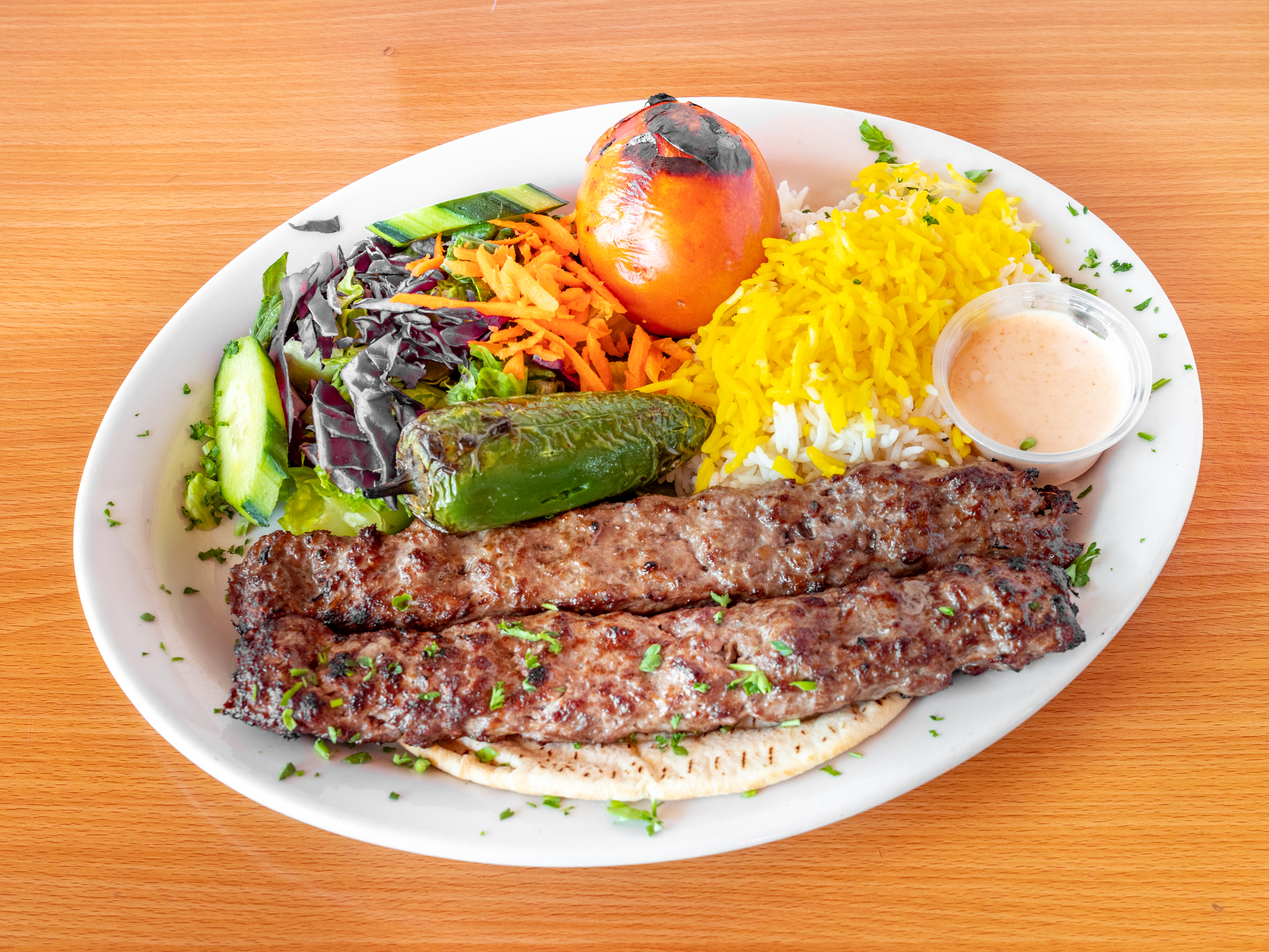 Order Beef Koobideh Lunch Special food online from Fanoos Grill store, Torrance on bringmethat.com