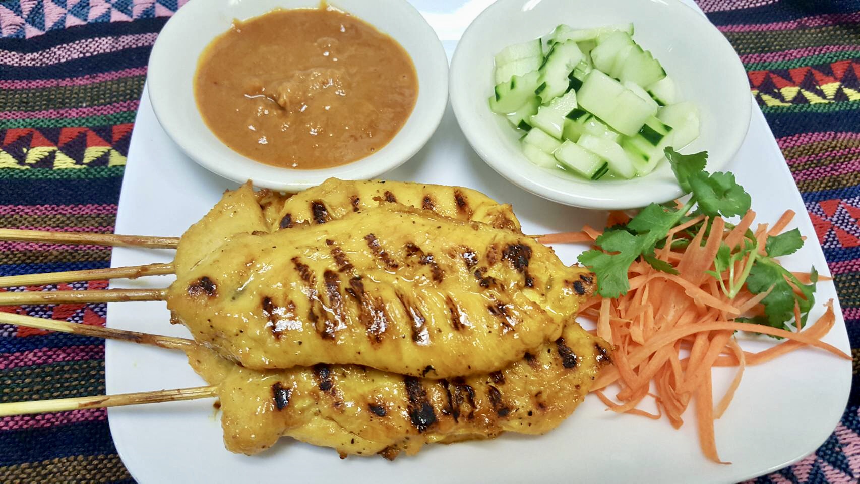 Order 8. Chicken Satay food online from Thai Rama store, Glendale on bringmethat.com