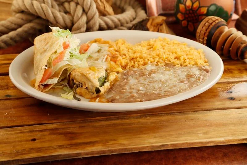 Order Chile Relleno and Chicken Taco Combo food online from Mexico Lindo store, Rancho Cucamonga on bringmethat.com