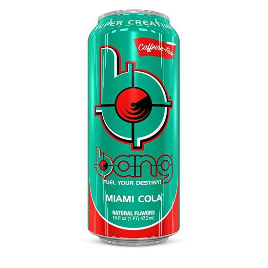 Order BANG Miami Cola Energy Drink - 16 fl oz Can food online from Exxon Food Mart store, Port Huron on bringmethat.com