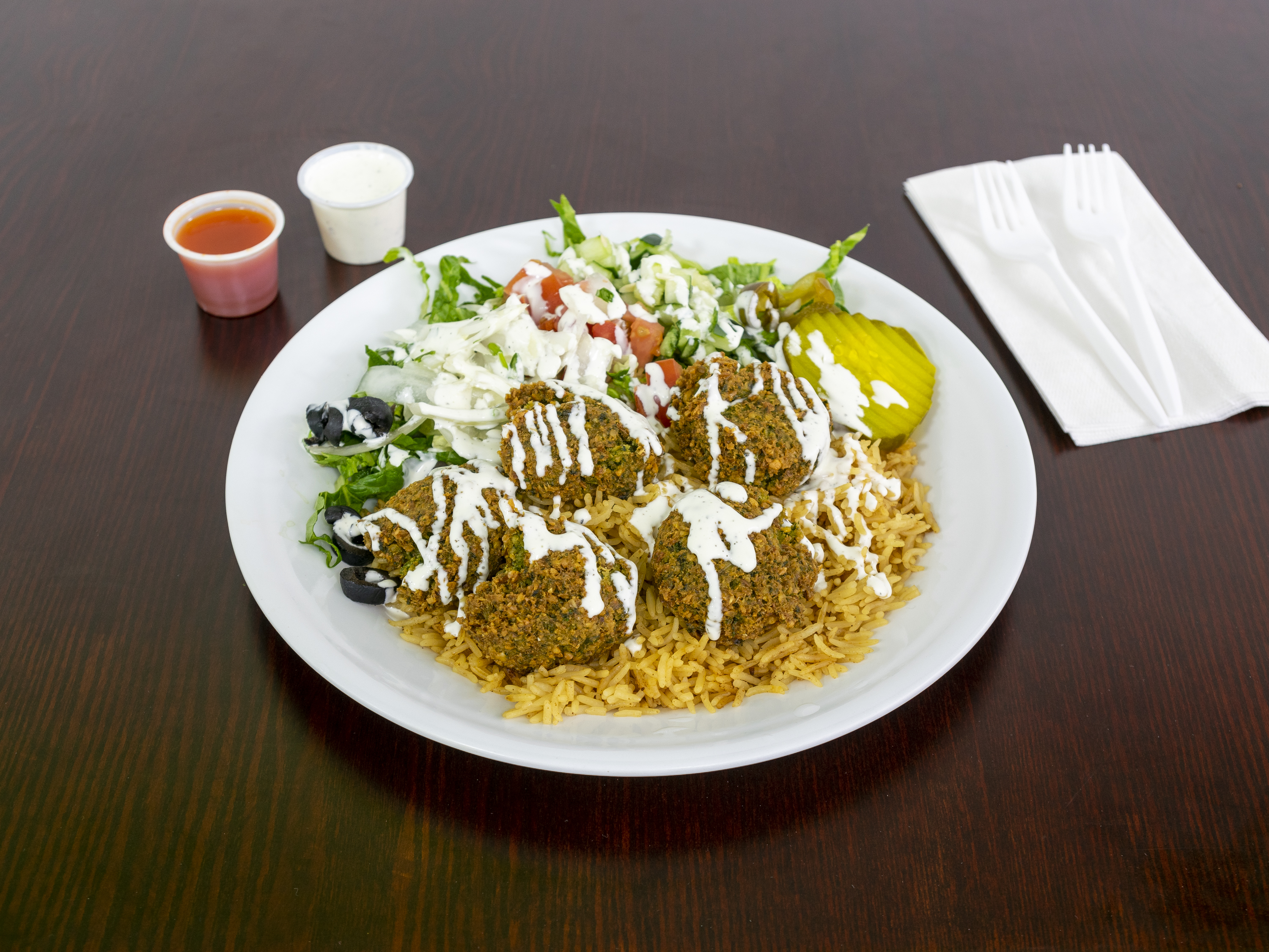 Order Falafel Rice Platter food online from Ny Gyro King store, South Plainfield on bringmethat.com