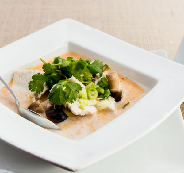 Order Tom Kha Soup with Chicken food online from Kinnara thai restaurant store, Van Nuys on bringmethat.com