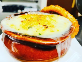 Order French Onions Soup food online from Ted Bar & Grill store, Newark on bringmethat.com
