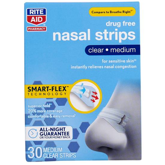 Order Rite Aid Clear Nasal Strips Medium (30 ct) food online from Rite Aid store, PITTSBURGH on bringmethat.com