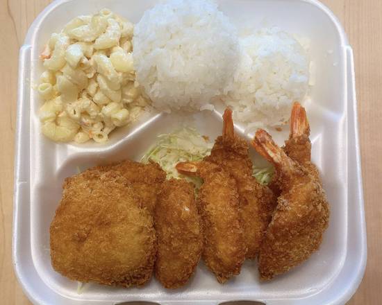 Order Shrimp & Fish Fillet Combo food online from Jj Hawaiian Bbq store, Porterville on bringmethat.com