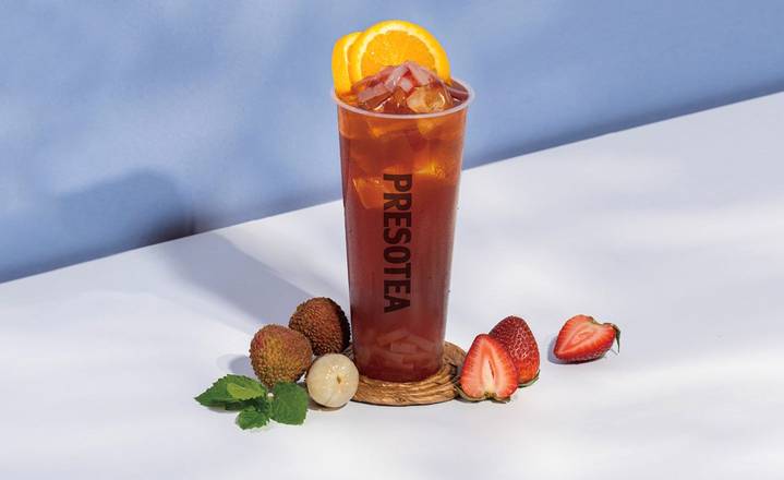 Order Lychee Strawberry Fruit Tea food online from Presotea store, Commerce Charter Township on bringmethat.com