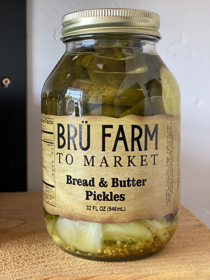 Order Pickles: Bread & Butter (32oz) food online from Bru Grill & Market store, Lake Forest on bringmethat.com