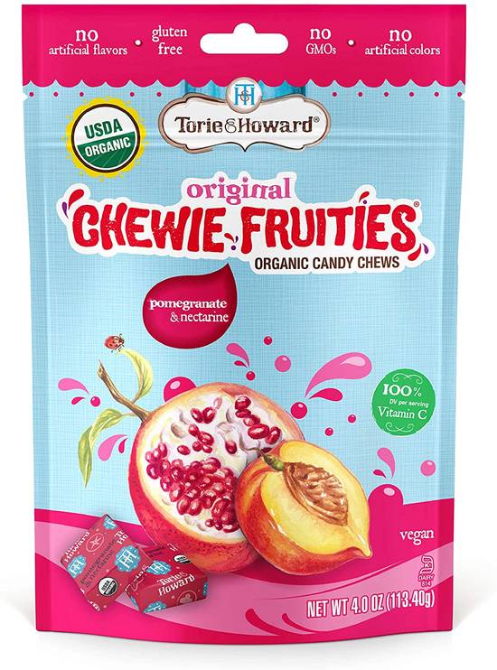 Order Torie & Howard Chewie Fruities Organic Candy Chews Pomegranate & Nectarine (4 oz) food online from Rite Aid store, Eugene on bringmethat.com