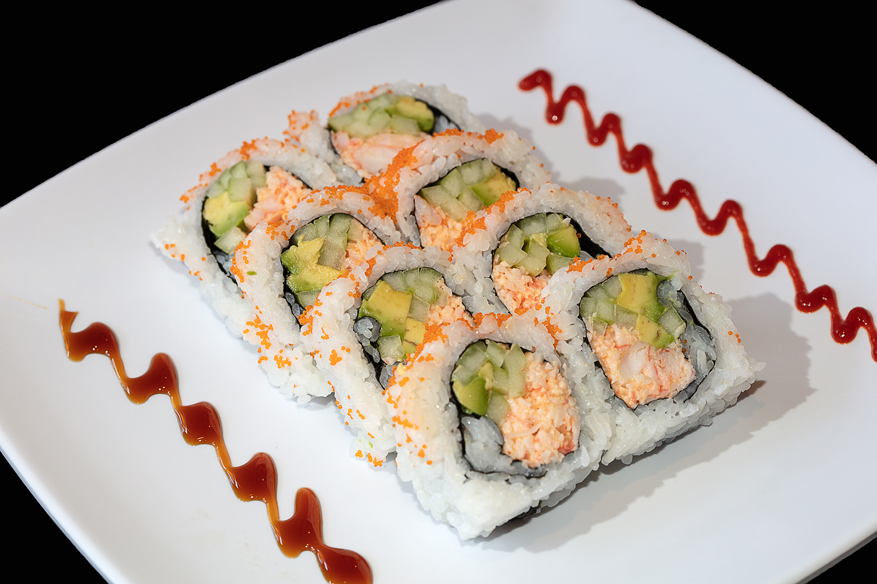 Order 8 Pieces Spicy Shrimp Roll (L) food online from Oki Doki Sushi store, Hermosa Beach on bringmethat.com