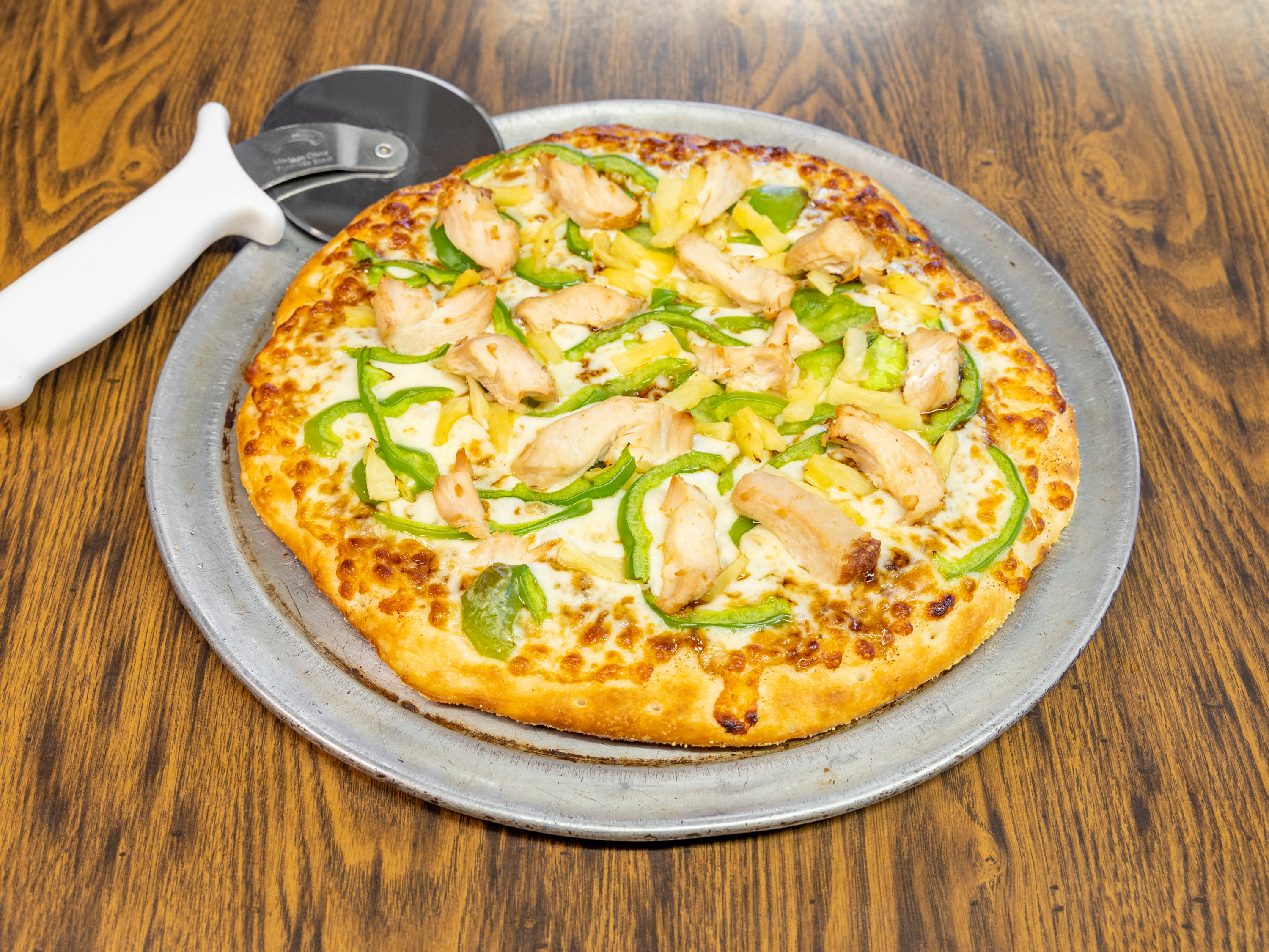 Order Teriyaki Chicken Pizza food online from Pizza Chalet & Johnnies Broasted Chicken store, Yucaipa on bringmethat.com