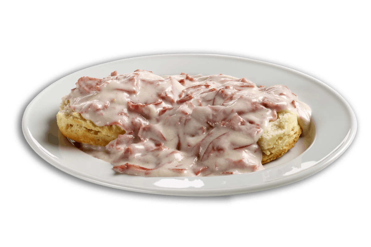 Order Creamed Chipped Beef on a Biscuit Platter food online from Roy Rogers Restaurant store, Germantown on bringmethat.com
