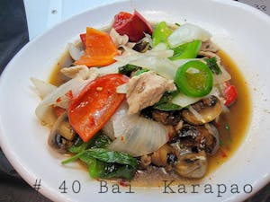 Order 40. Pad Bai Karapao food online from Lisu's Thai Taste | Roseville store, Roseville on bringmethat.com