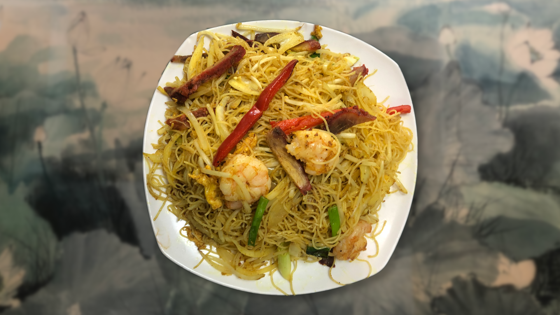 Order Singapore Style Curry Vermicelli Noodles 星州炒米粉 food online from Creek House Dim Sum Restaurant store, Walnut Creek on bringmethat.com