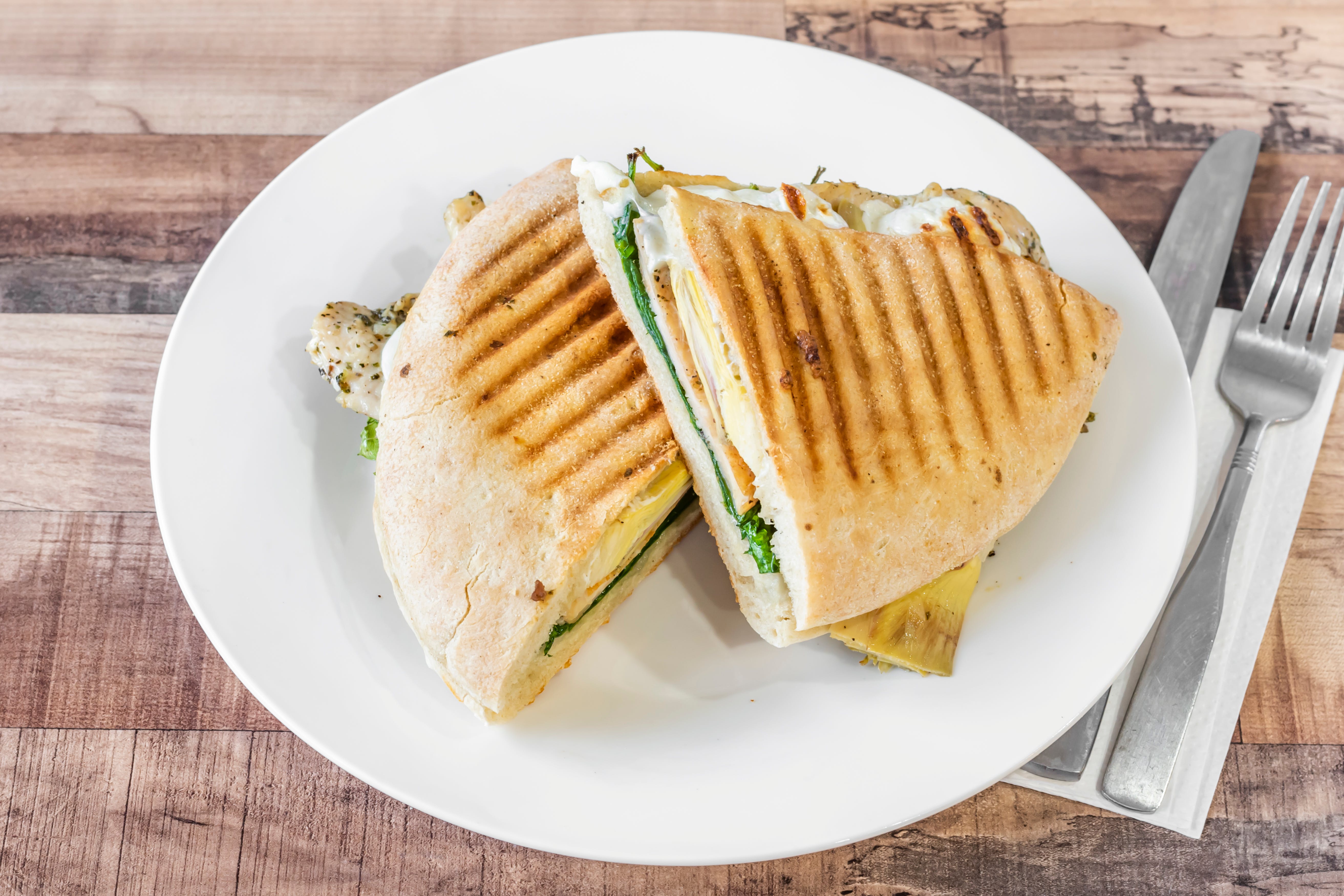 Order Mediterranean Panini Sandwich - Sandwich food online from Pasquales Pizzeria store, Wall Township on bringmethat.com