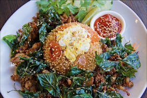 Order Herbal Chicken Siracha Fried Rice food online from Noodle Wave store, Dallas on bringmethat.com
