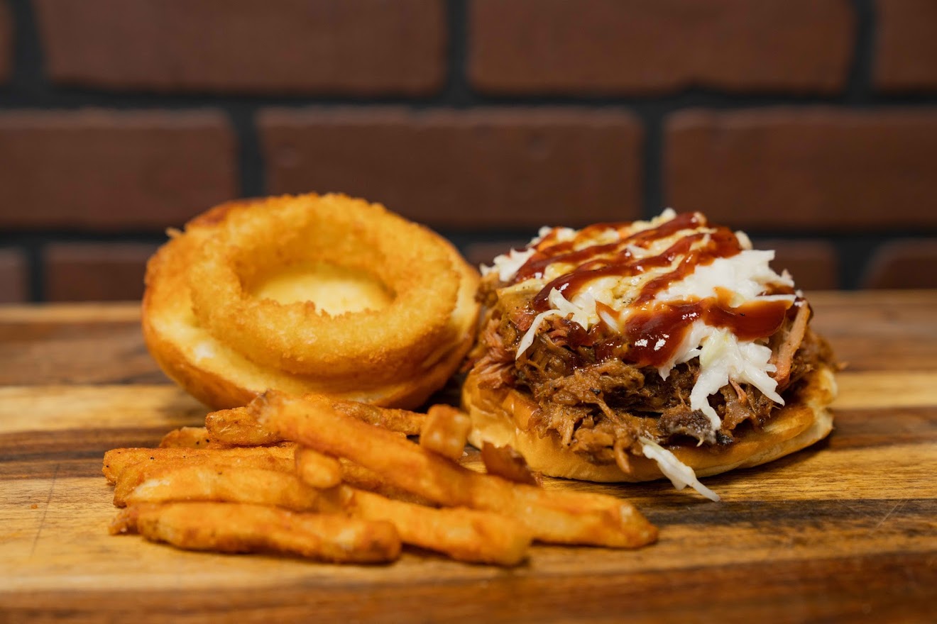 Order Pulled Pork Sandwich food online from Big Belly Que store, Smithtown on bringmethat.com