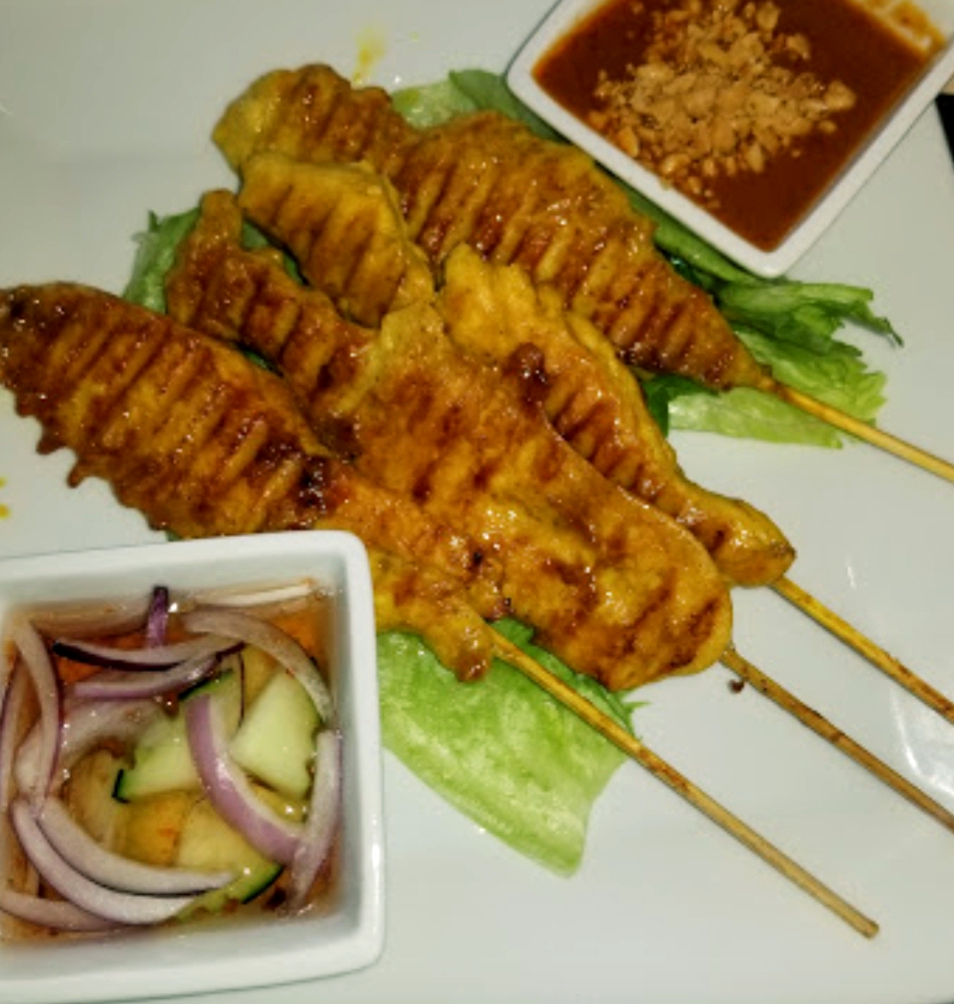 Order A11. Satay (4) food online from Kin Thai store, High Point on bringmethat.com