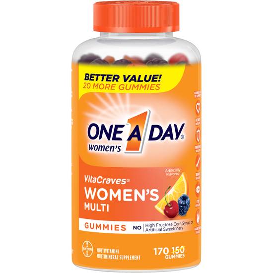 Order One A Day Women's VitaCraves Multivitamin Gummies (170 ct) food online from Rite Aid store, Palm Desert on bringmethat.com