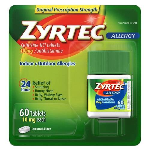 Order Zyrtec 24 Hour Allergy Relief Tablets - 60.0 ea food online from Walgreens store, Kingsland on bringmethat.com