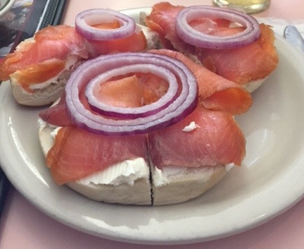 Order Bagel with Cream Cheese and Smoked Salmon food online from Lexington candy shop luncheonette store, New York on bringmethat.com