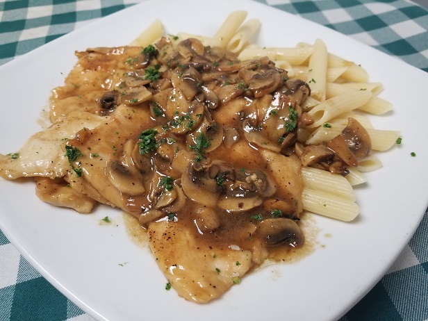 Order Chicken Marsala with Pasta food online from Petrini's store, San Diego on bringmethat.com