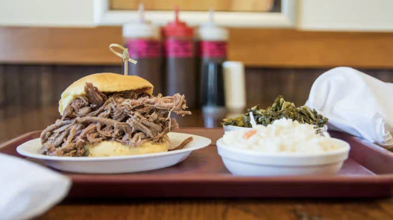 Order Pit Beef Brisket Sandwich food online from Youngs BBQ store, Middletown on bringmethat.com