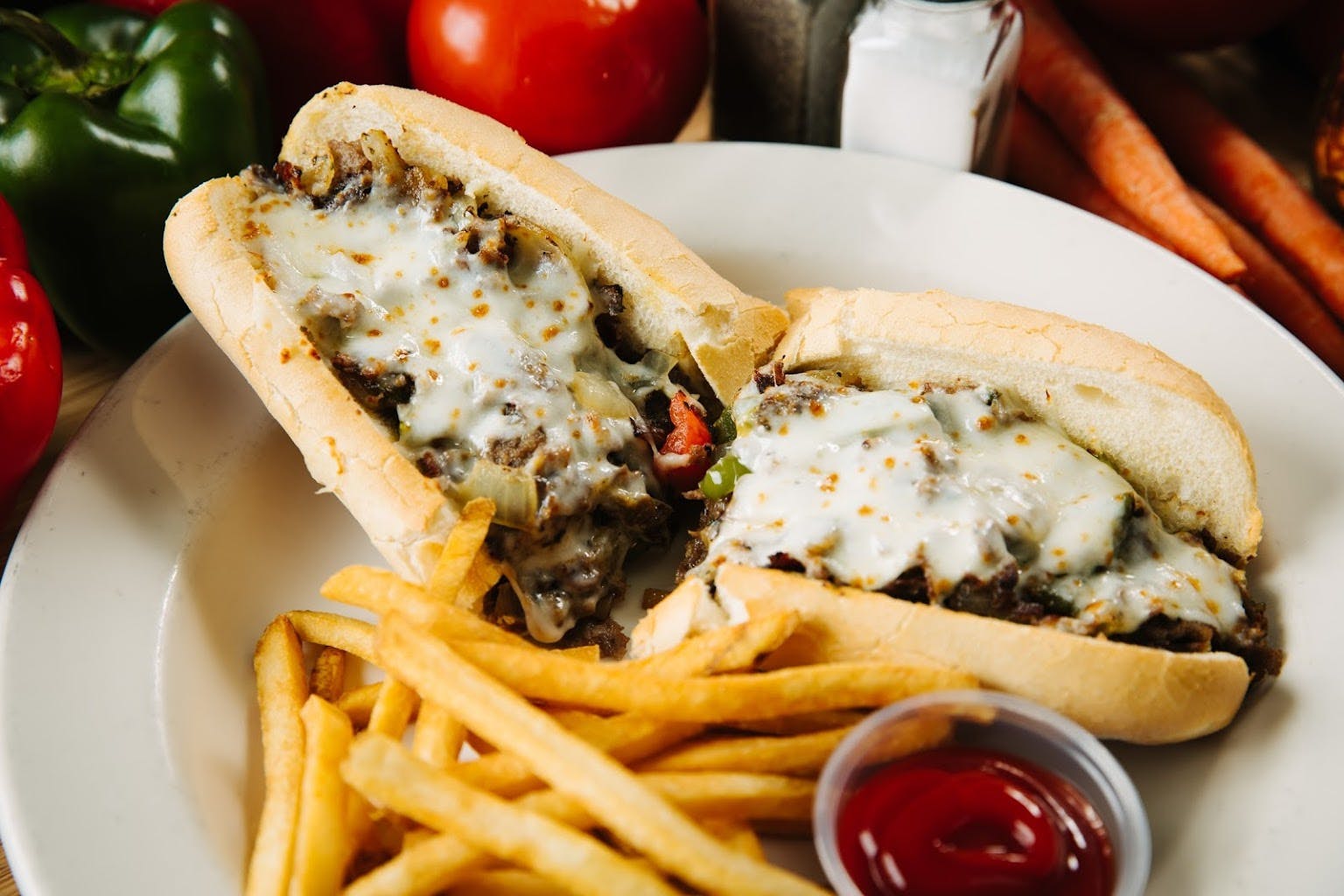 Order Philly Cheesesteak Sub - Sub food online from Sam Italian Cafe store, Fort Worth on bringmethat.com