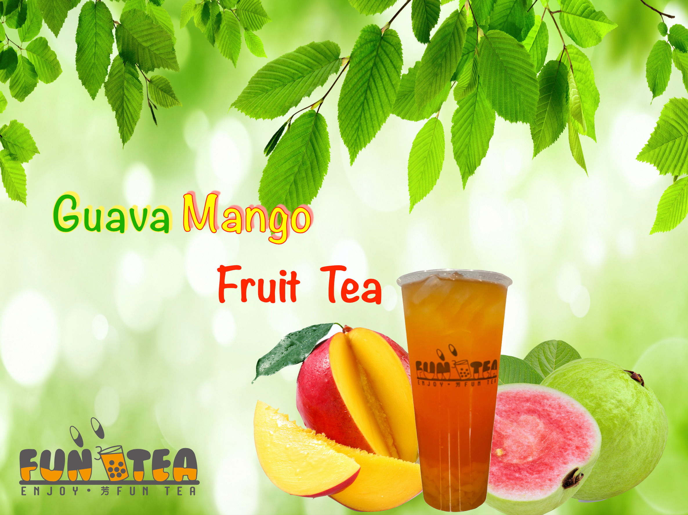 Order Guava Mango Fruit Tea (Jasmine Green Tea) food online from Funtea store, Louisville on bringmethat.com