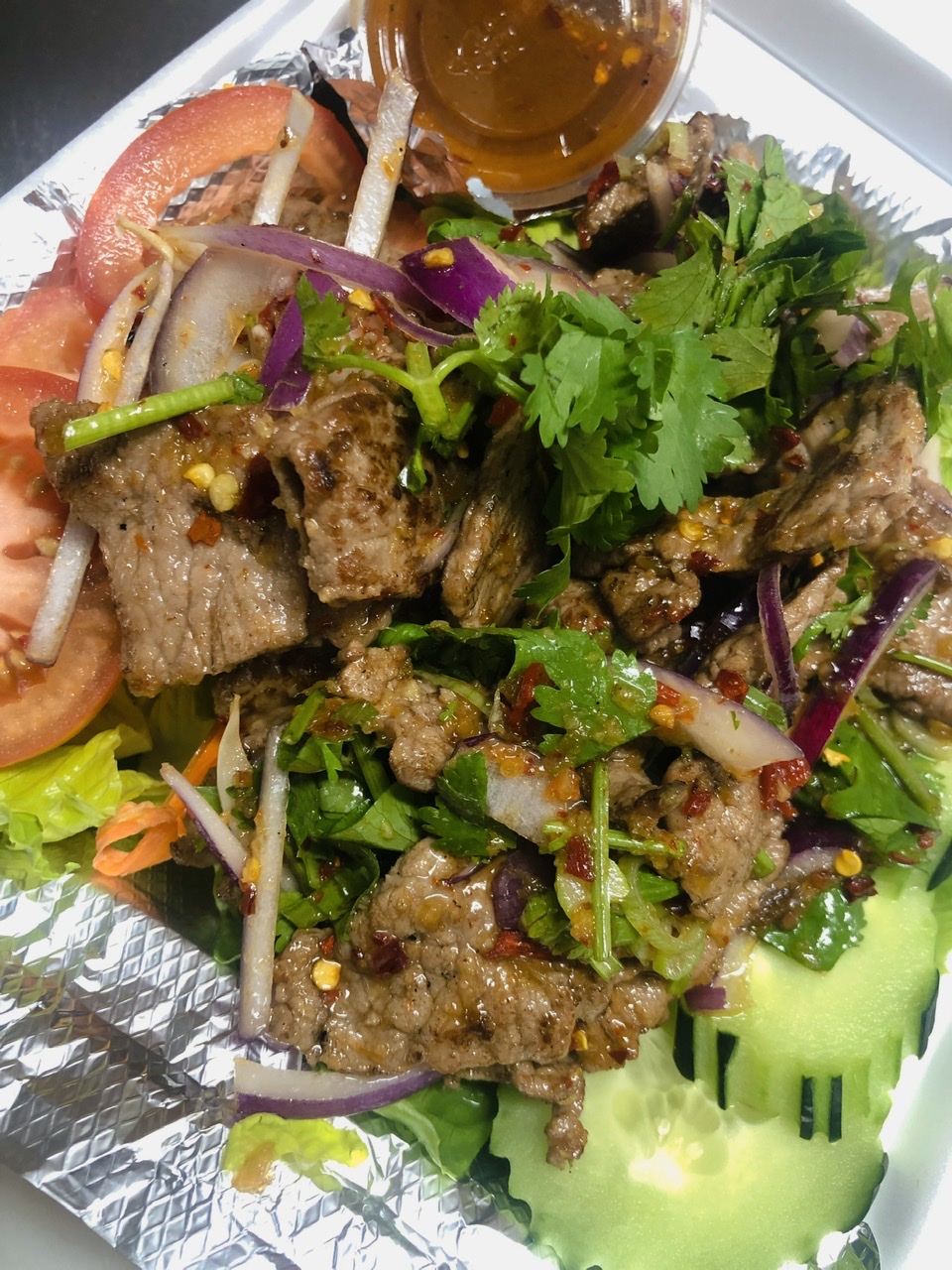 Order Spicy Beef Salad food online from Pink Elephant store, Canoga Park on bringmethat.com