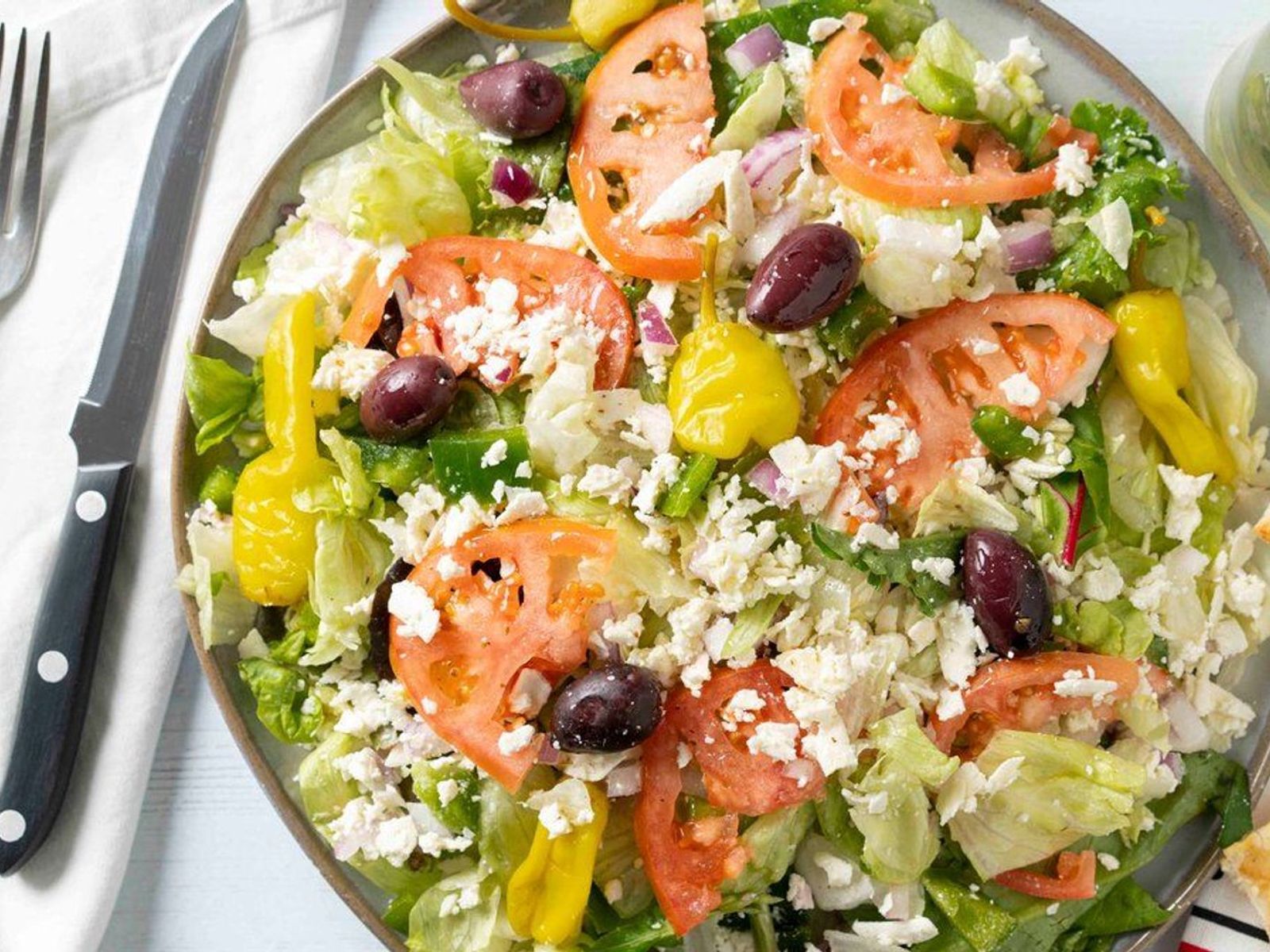 Order Greek Salad food online from Olympia Grill store, Getzville on bringmethat.com