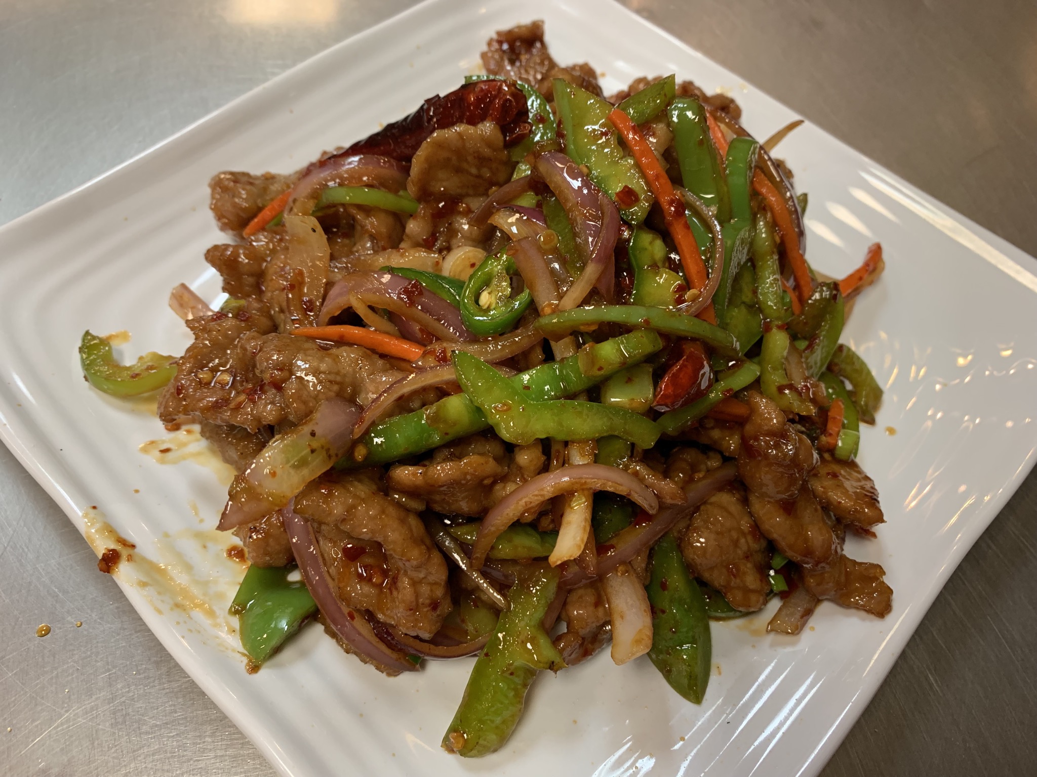 Order Mongolian Beef Entree food online from China A Go Go store, Las Vegas on bringmethat.com