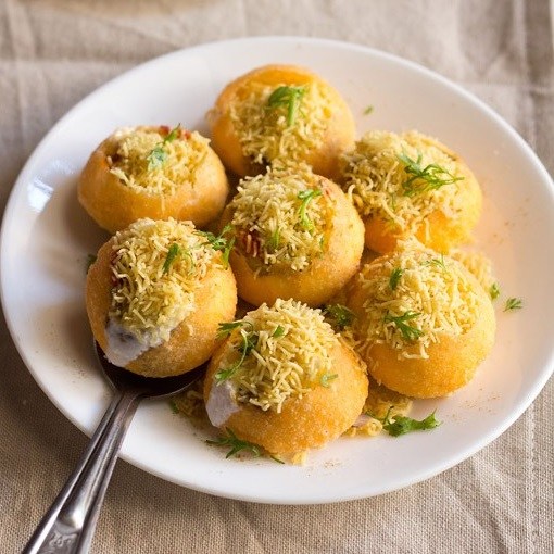 Order Dahi Puri (6) food online from Cosmo Indian Cafe store, Lawrence on bringmethat.com