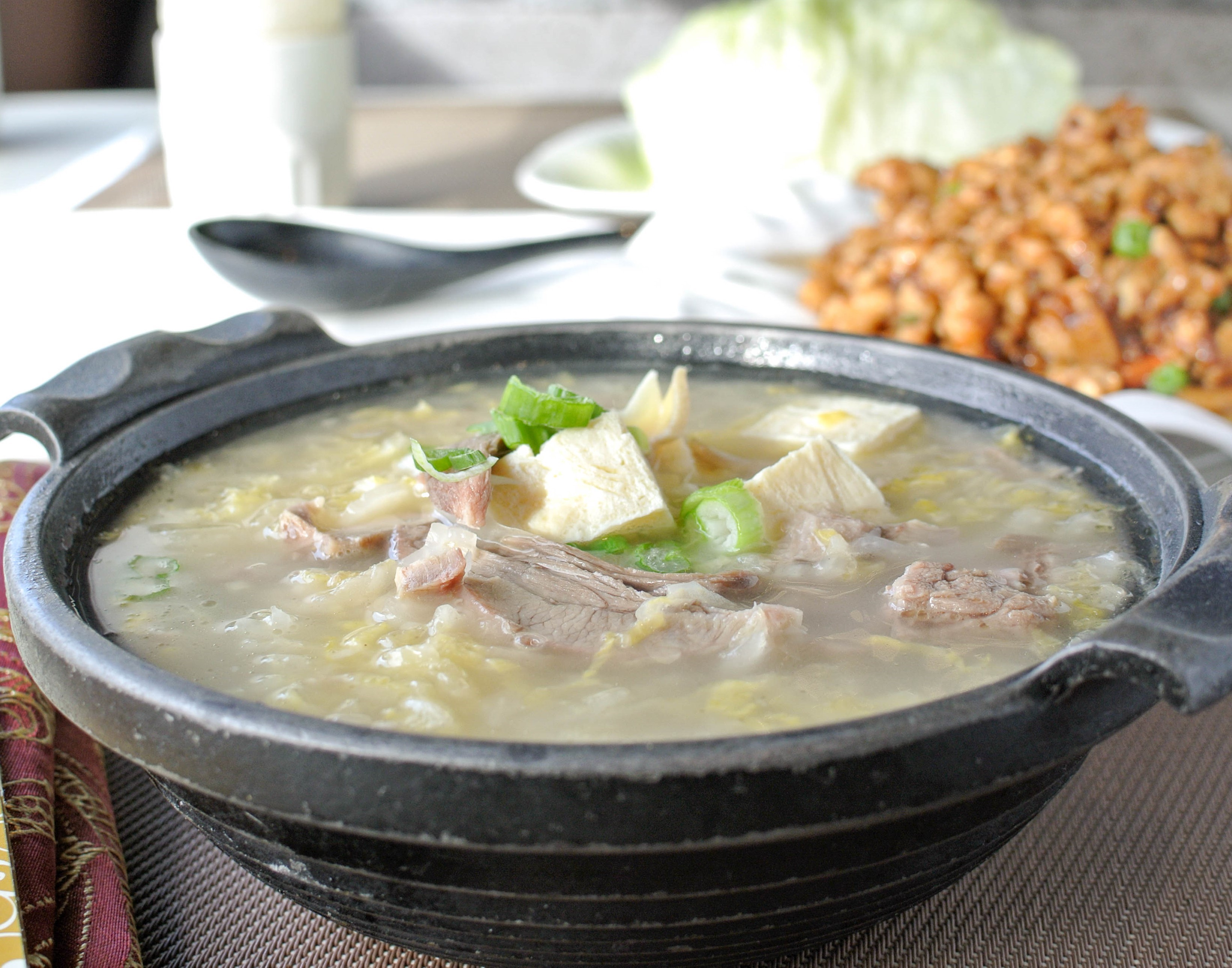 Order Lamb & Cabbage Hotpot Soup 酸菜羊肉砂鍋 food online from Fey Restaurant store, Menlo Park on bringmethat.com
