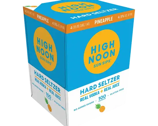 Order High Noon Hard Seltzer Vodka Pineapple 4.5 % abv  4pk-12oz Cans food online from Sousa Wines & Liquors store, Mountain View on bringmethat.com