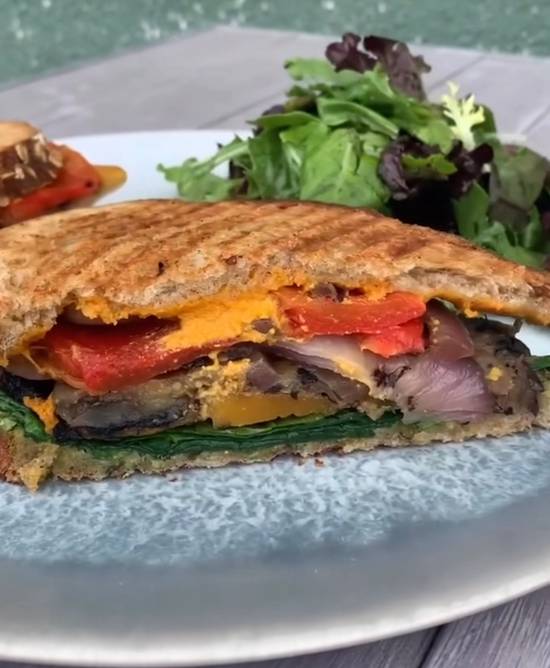 Order Veggie Panini food online from The Source Cafe store, Hermosa Beach on bringmethat.com