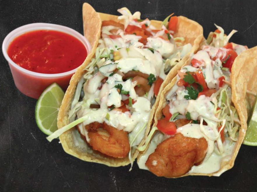 Order 7. 2 Fish Tacos Combination Plate food online from Santa Ana Fresh Mexican Food store, Palmdale on bringmethat.com